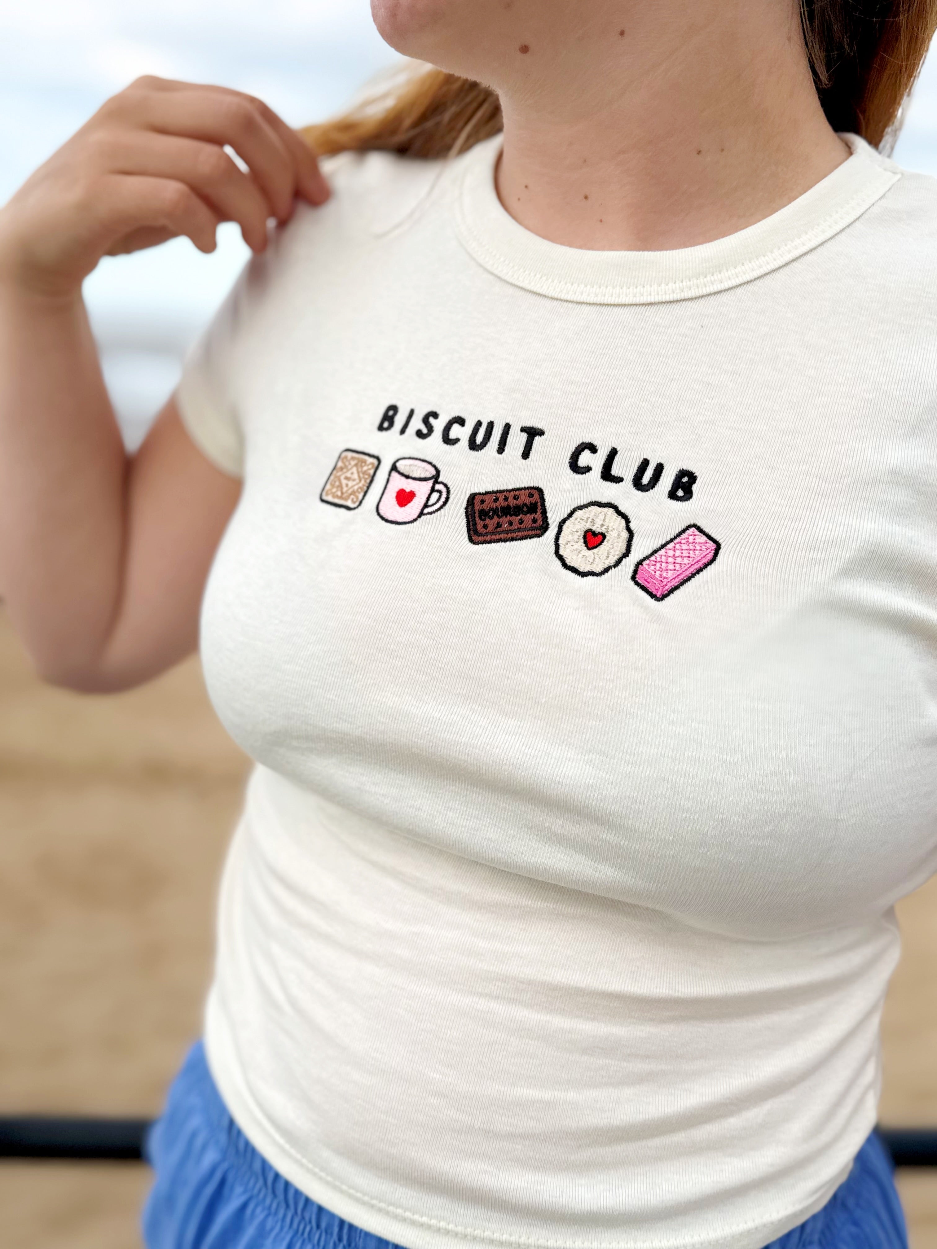 Biscuit Club Embroidered Micro Rib Baby Tee