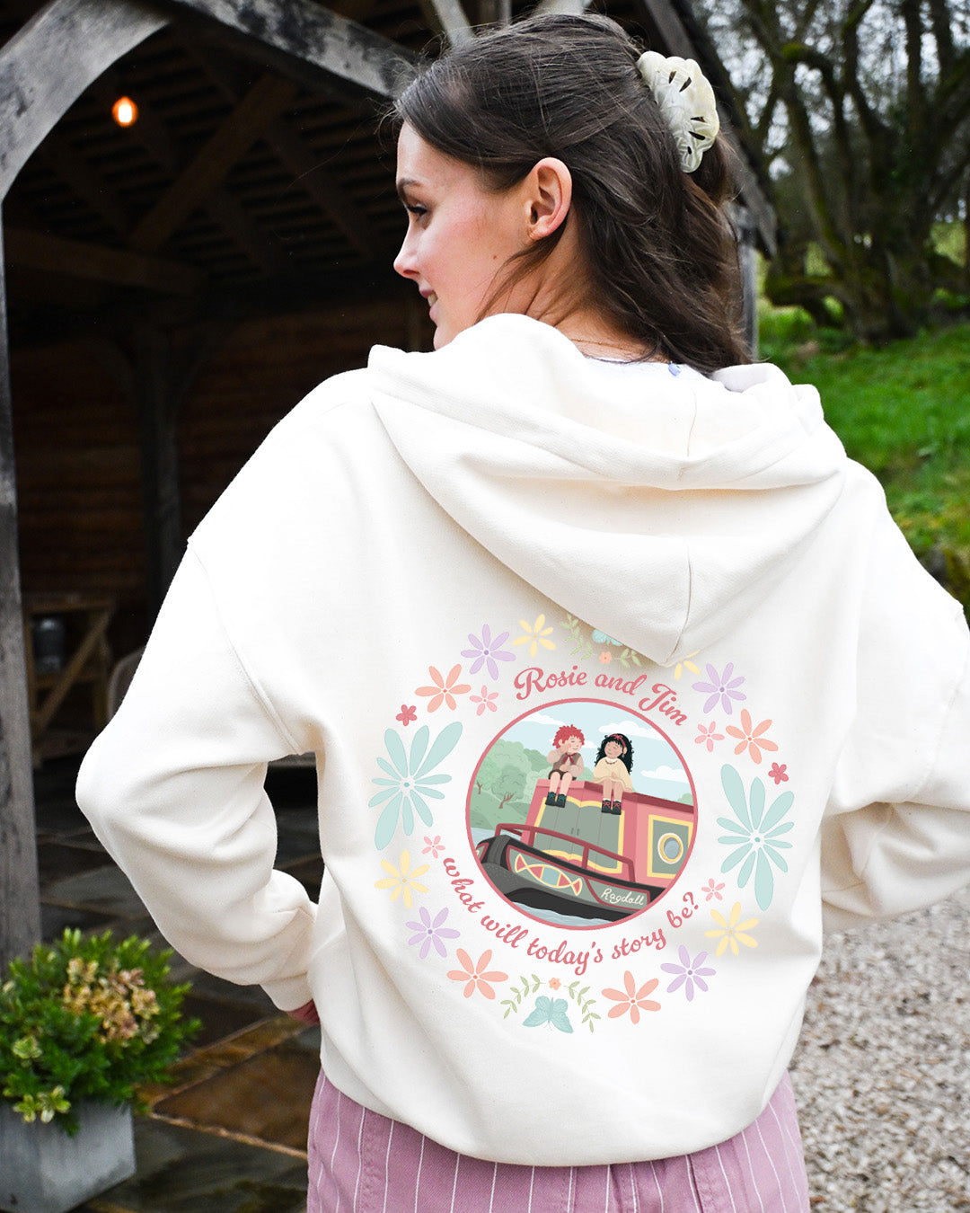 Rosie & Jim Printed Boxy Organic Cotton Zip Hoodie