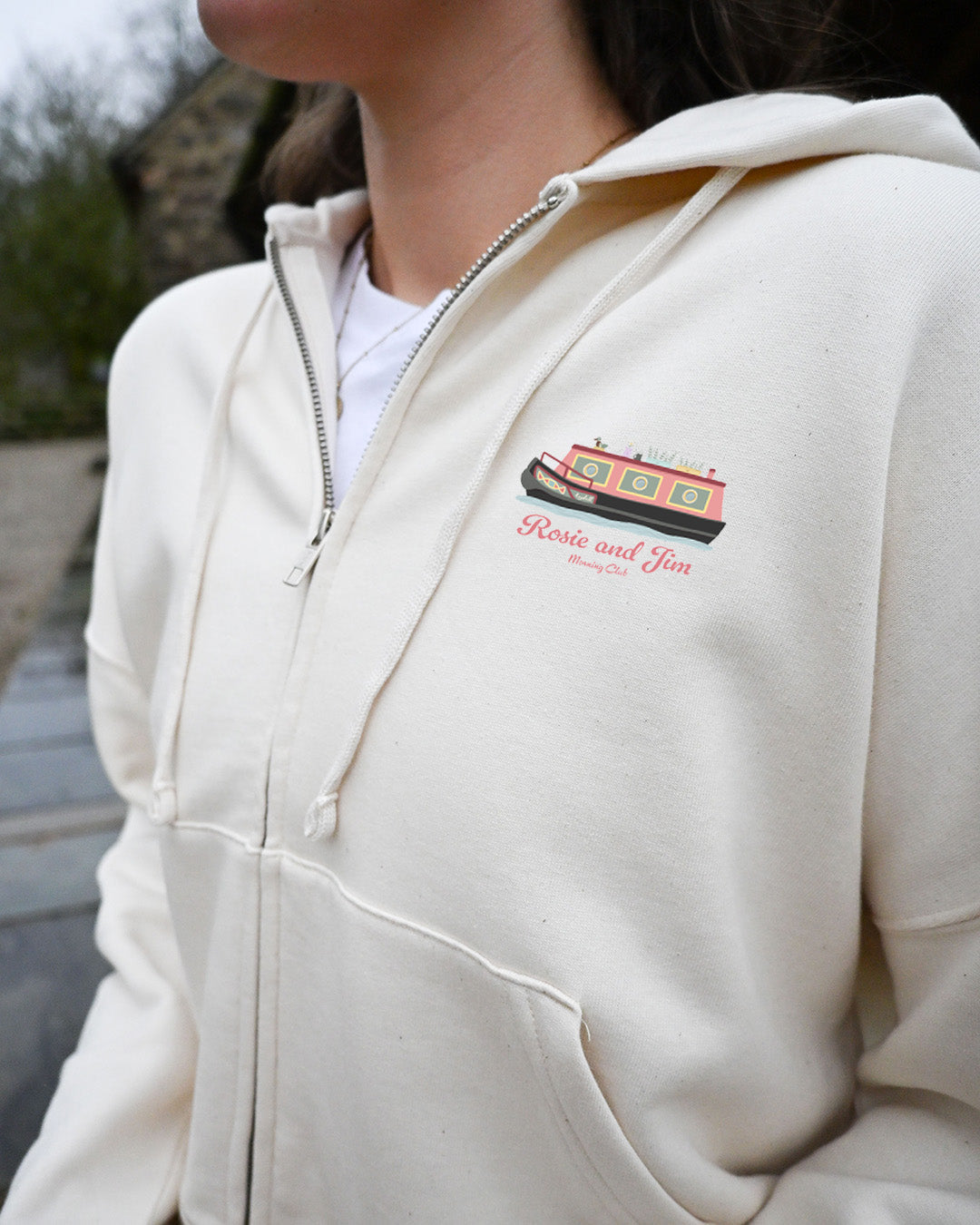 Rosie & Jim Printed Boxy Organic Cotton Zip Hoodie