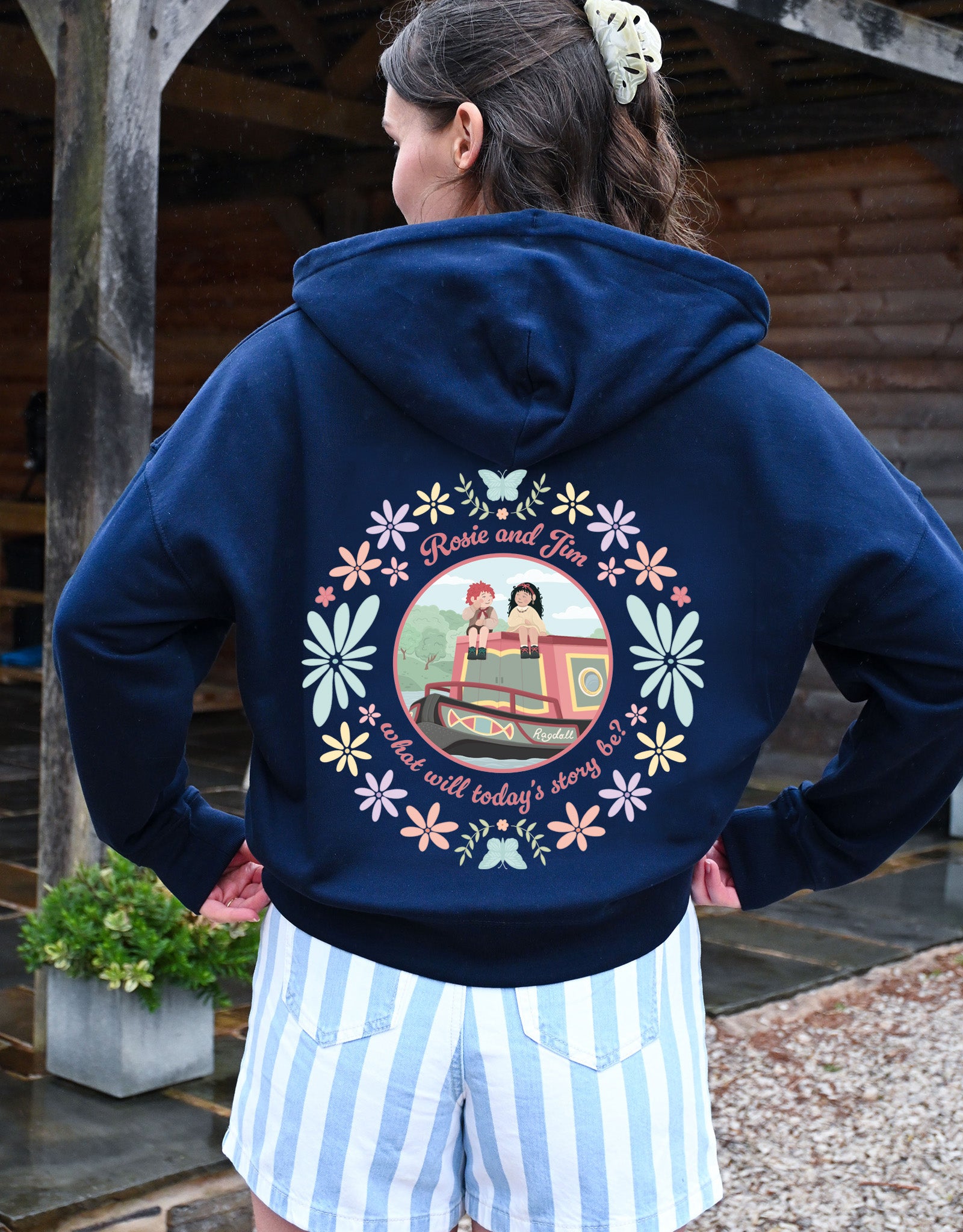 Rosie & Jim Printed Boxy Organic Cotton Zip Hoodie
