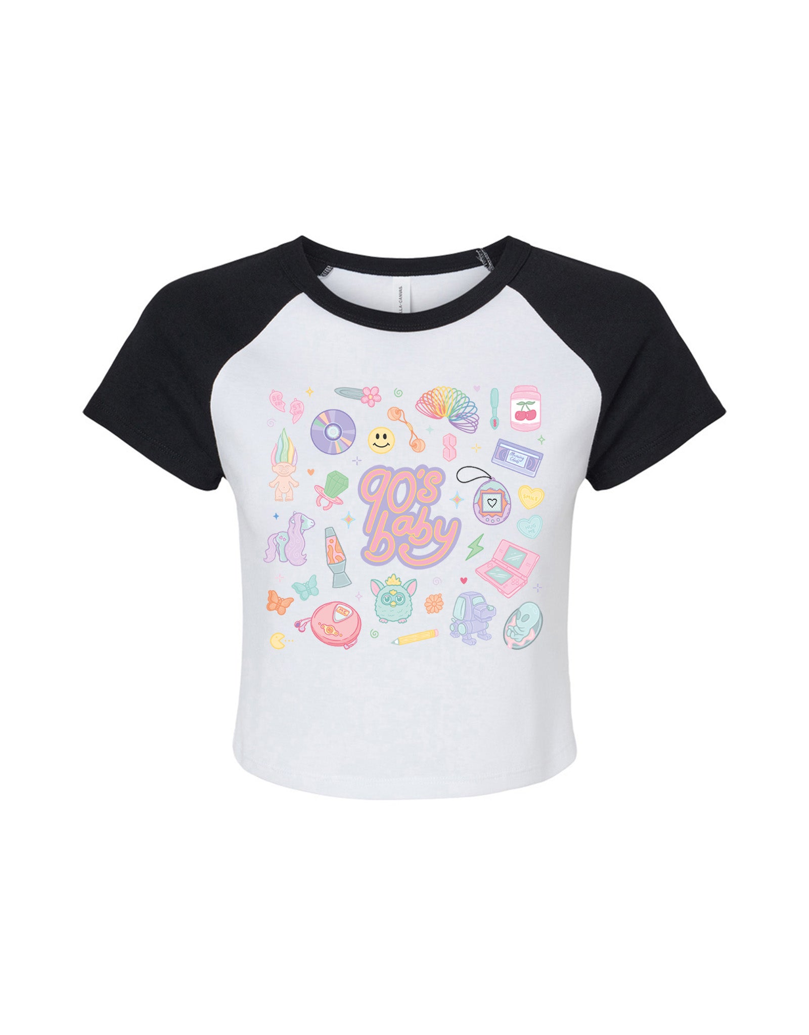 90s Baby Printed Micro Rib Raglan Baby Tee