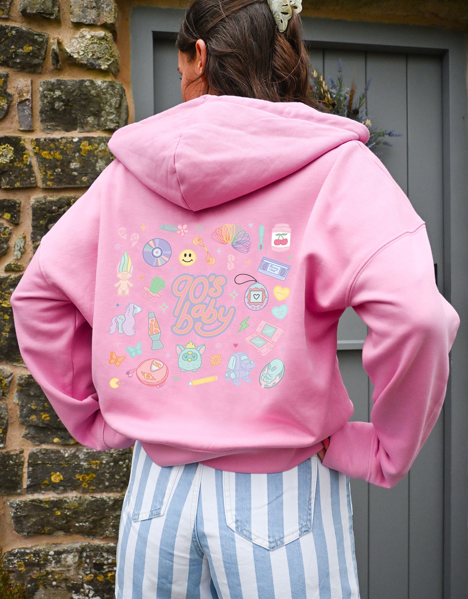 90s Baby Printed Boxy Organic Cotton Zip Hoodie