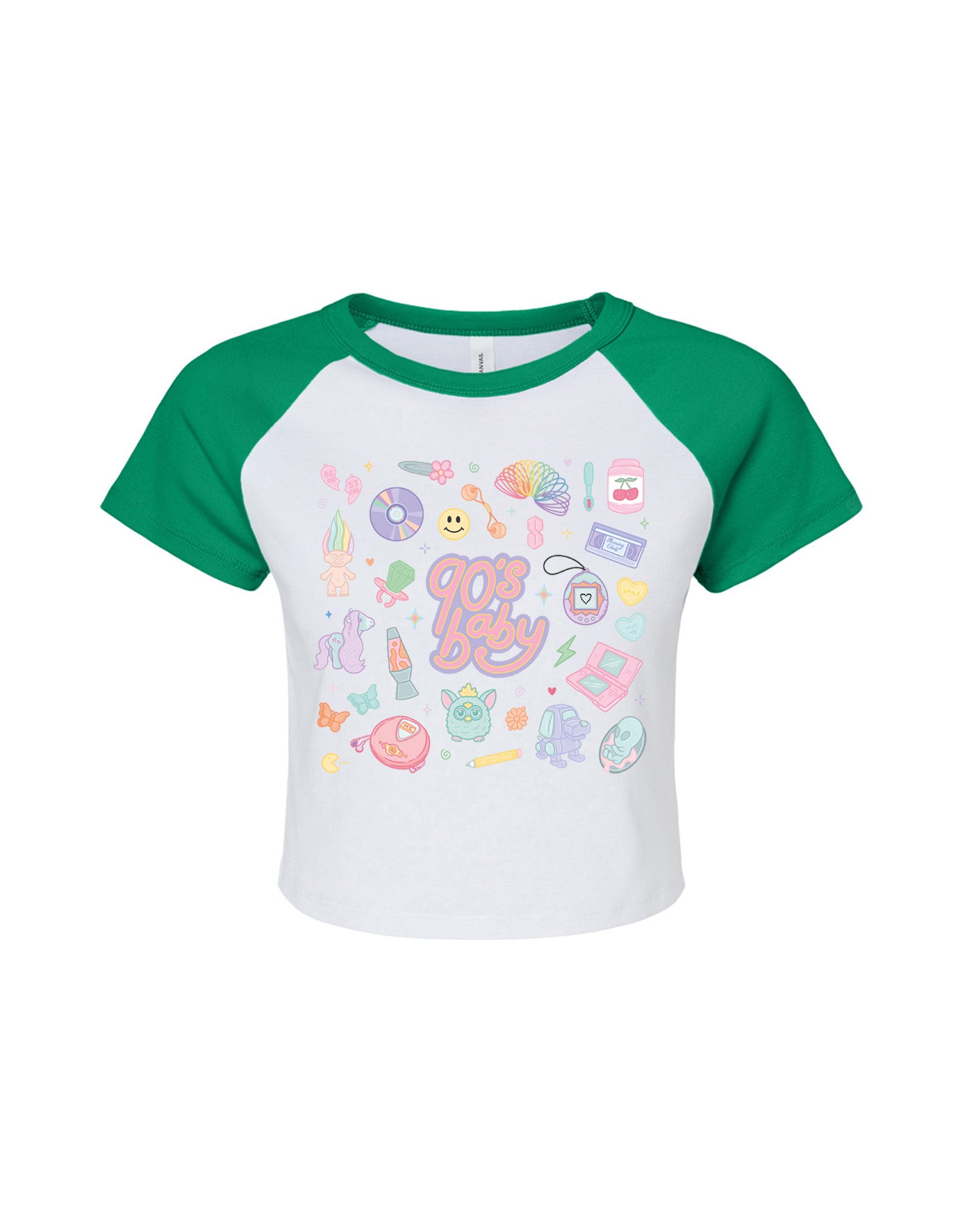 90s Baby Printed Micro Rib Raglan Baby Tee