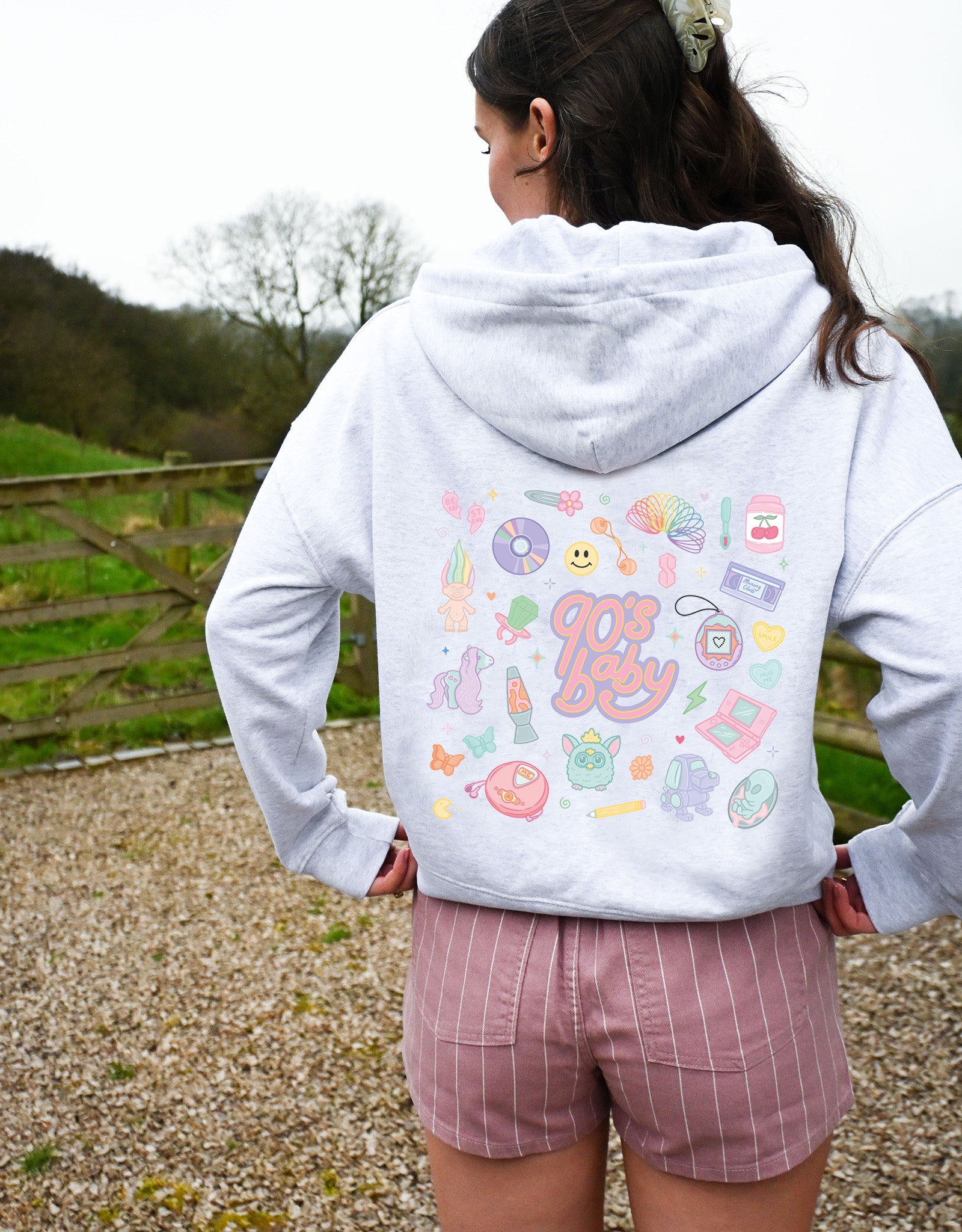 90s Baby Printed Boxy Organic Cotton Zip Hoodie
