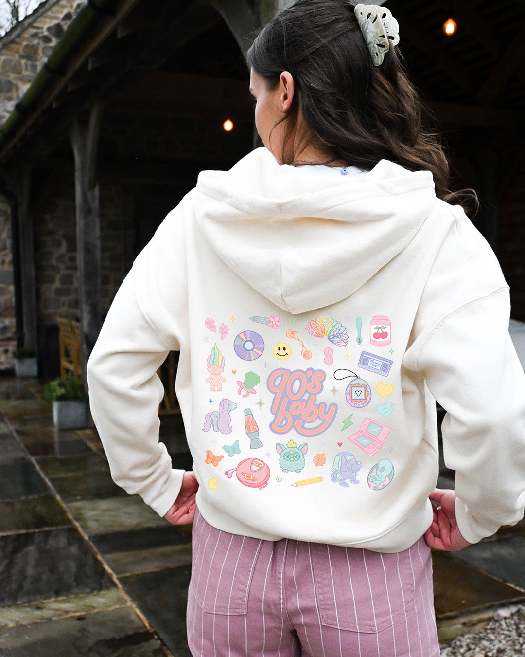 90s Baby Printed Boxy Organic Cotton Zip Hoodie