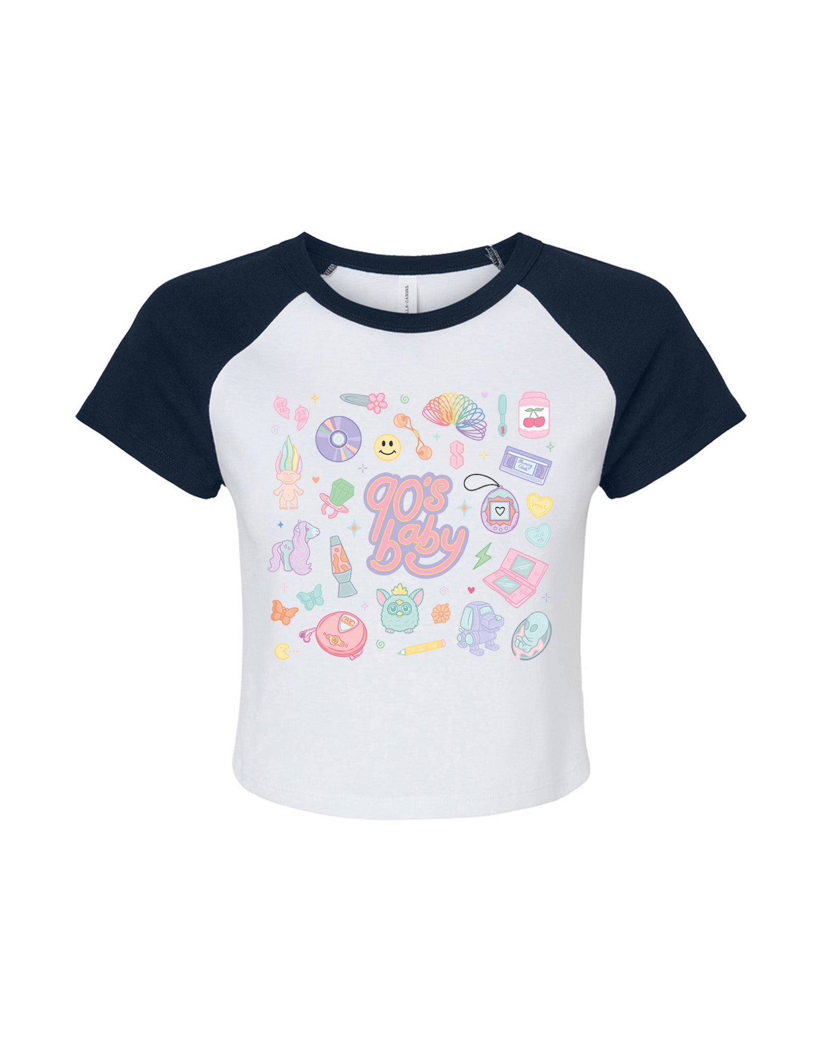 90s Baby Printed Micro Rib Raglan Baby Tee