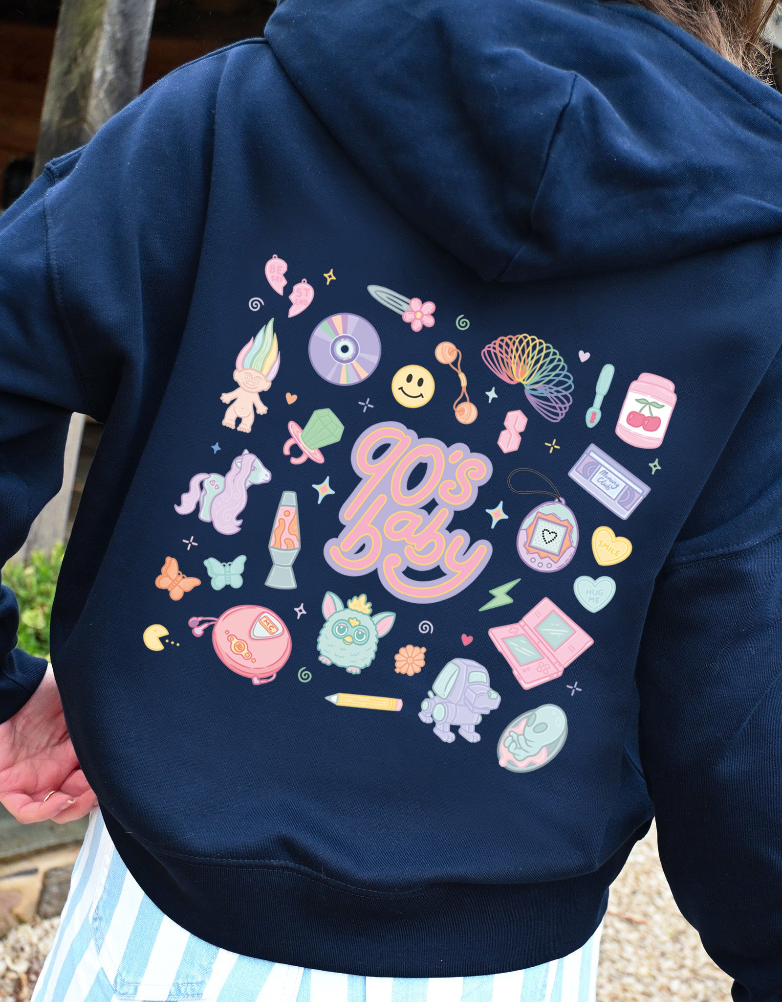 90s Baby Printed Boxy Organic Cotton Zip Hoodie