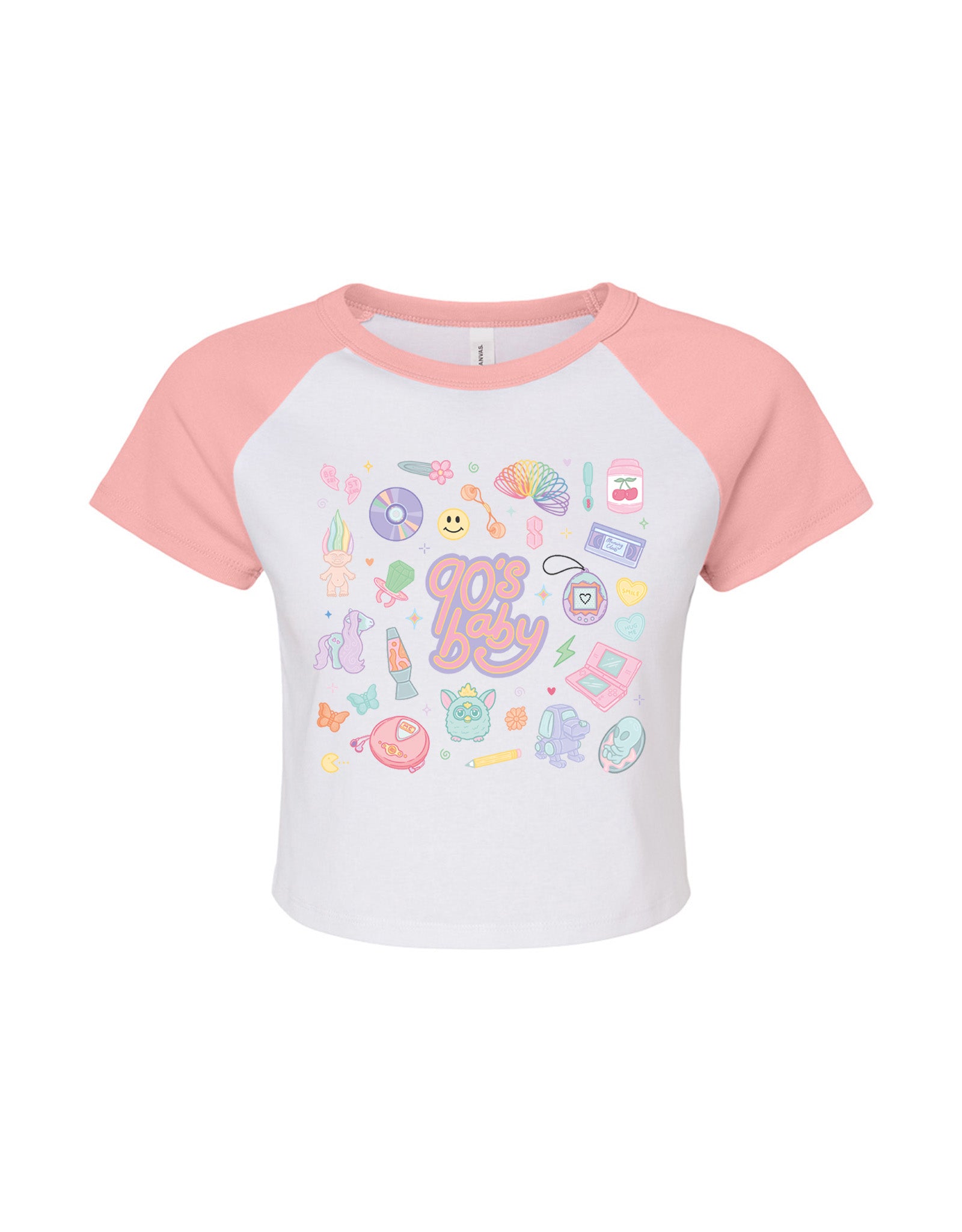 90s Baby Printed Micro Rib Raglan Baby Tee