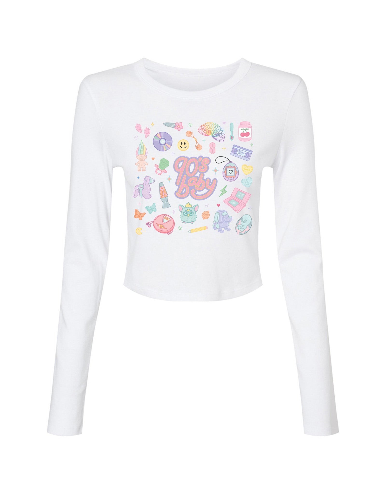 90s Baby Printed Micro Rib Long Sleeved Tee
