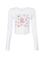 90s Baby Printed Micro Rib Long Sleeved Tee