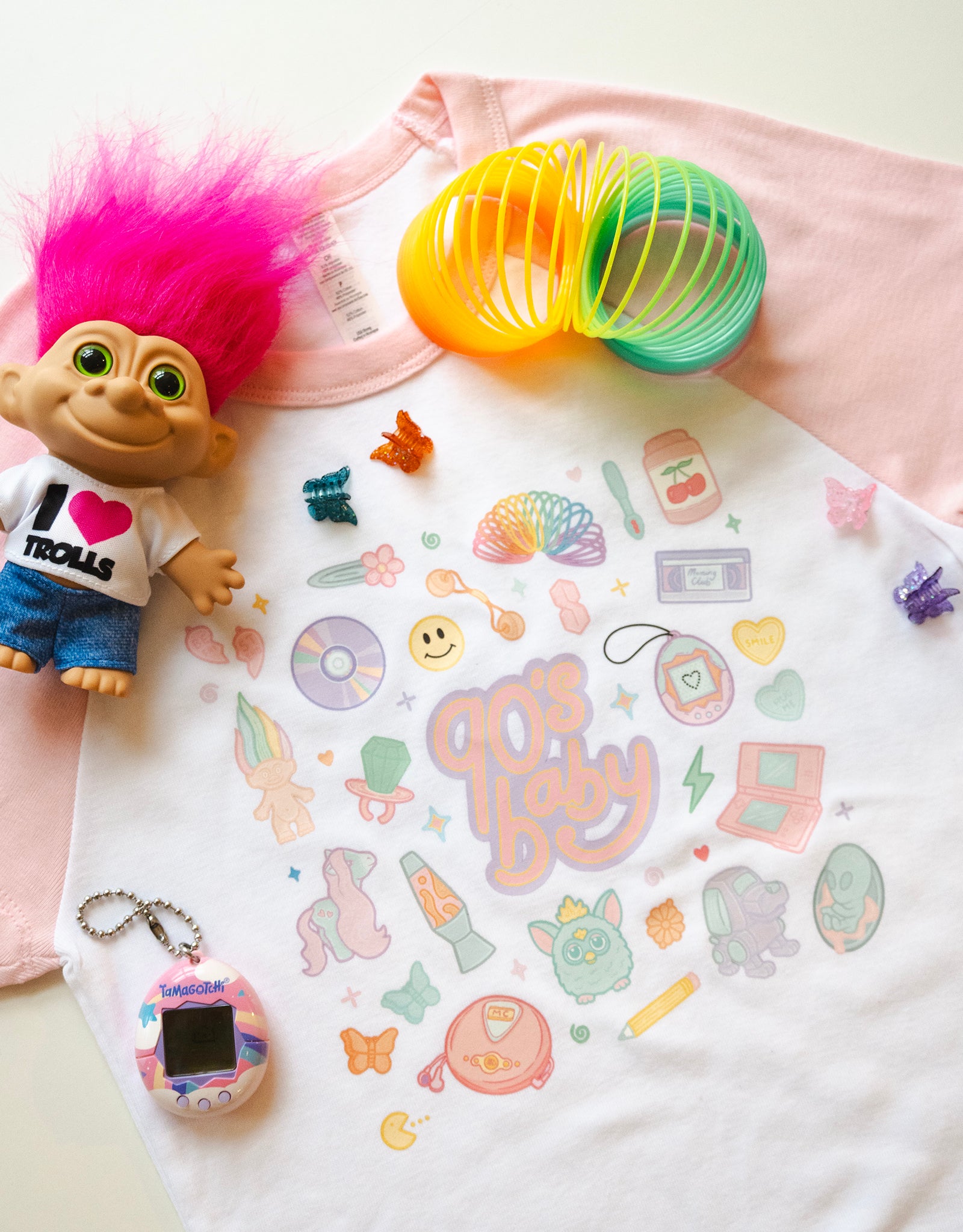 90s Baby Printed Micro Rib Raglan Baby Tee