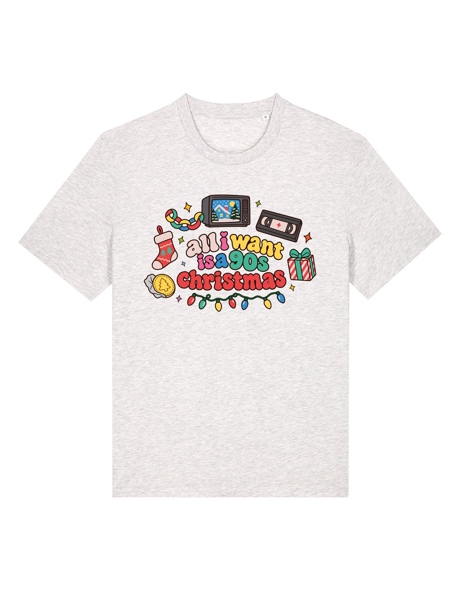 90s Christmas Printed Organic Cotton T-Shirt