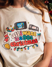 90s Christmas Printed Organic Cotton T-Shirt