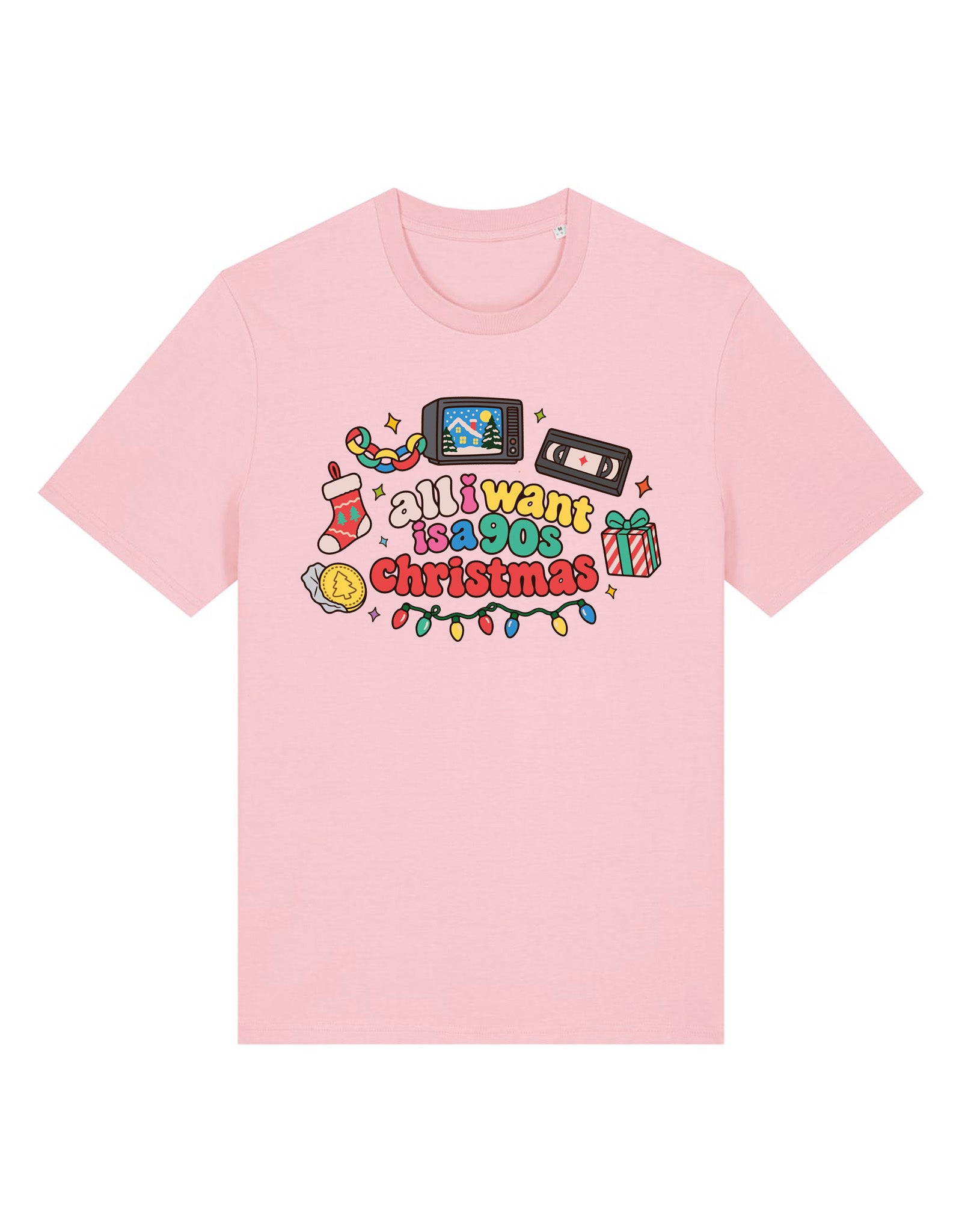 90s Christmas Printed Organic Cotton T-Shirt