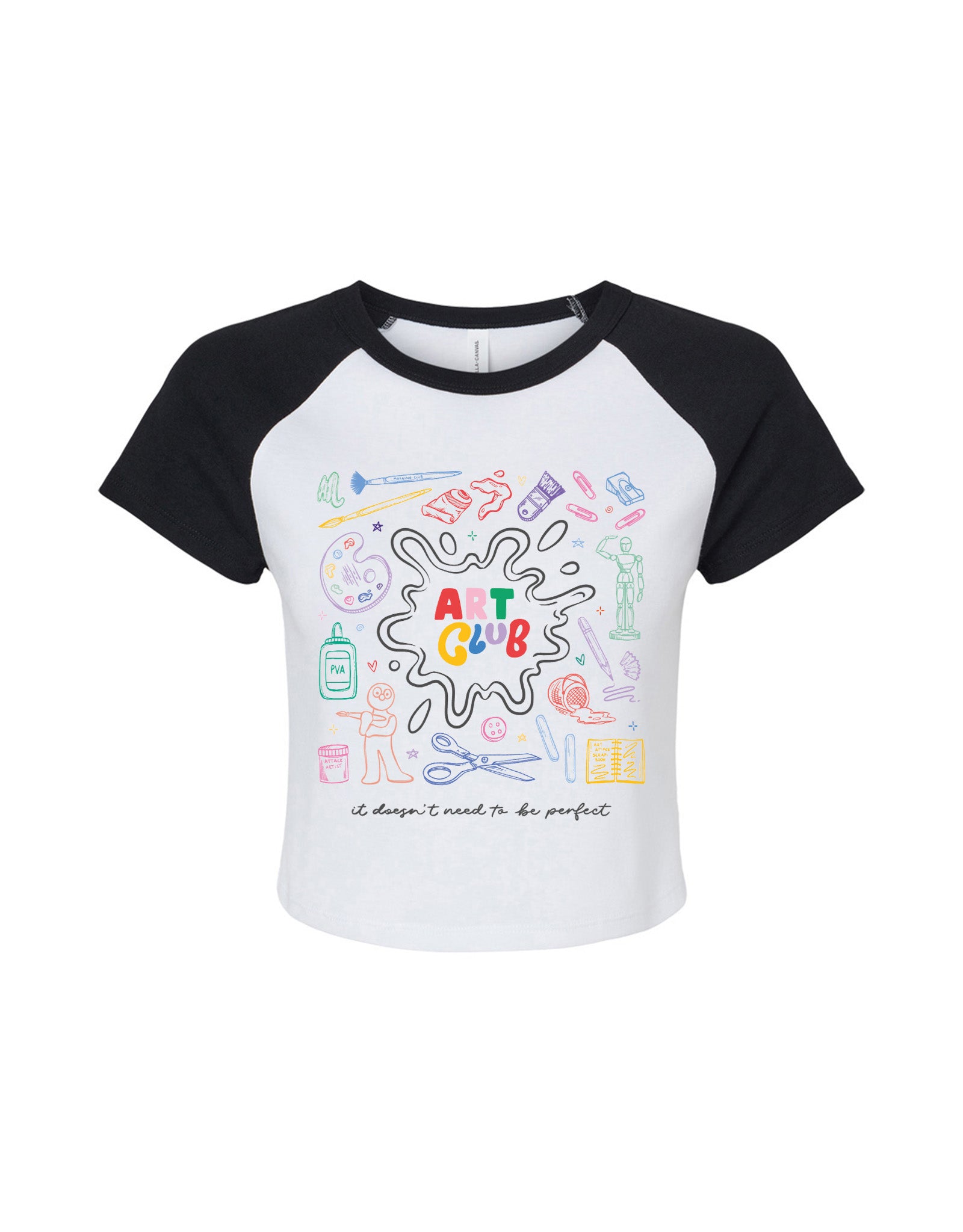 Art Club Printed Micro Rib Raglan Baby Tee
