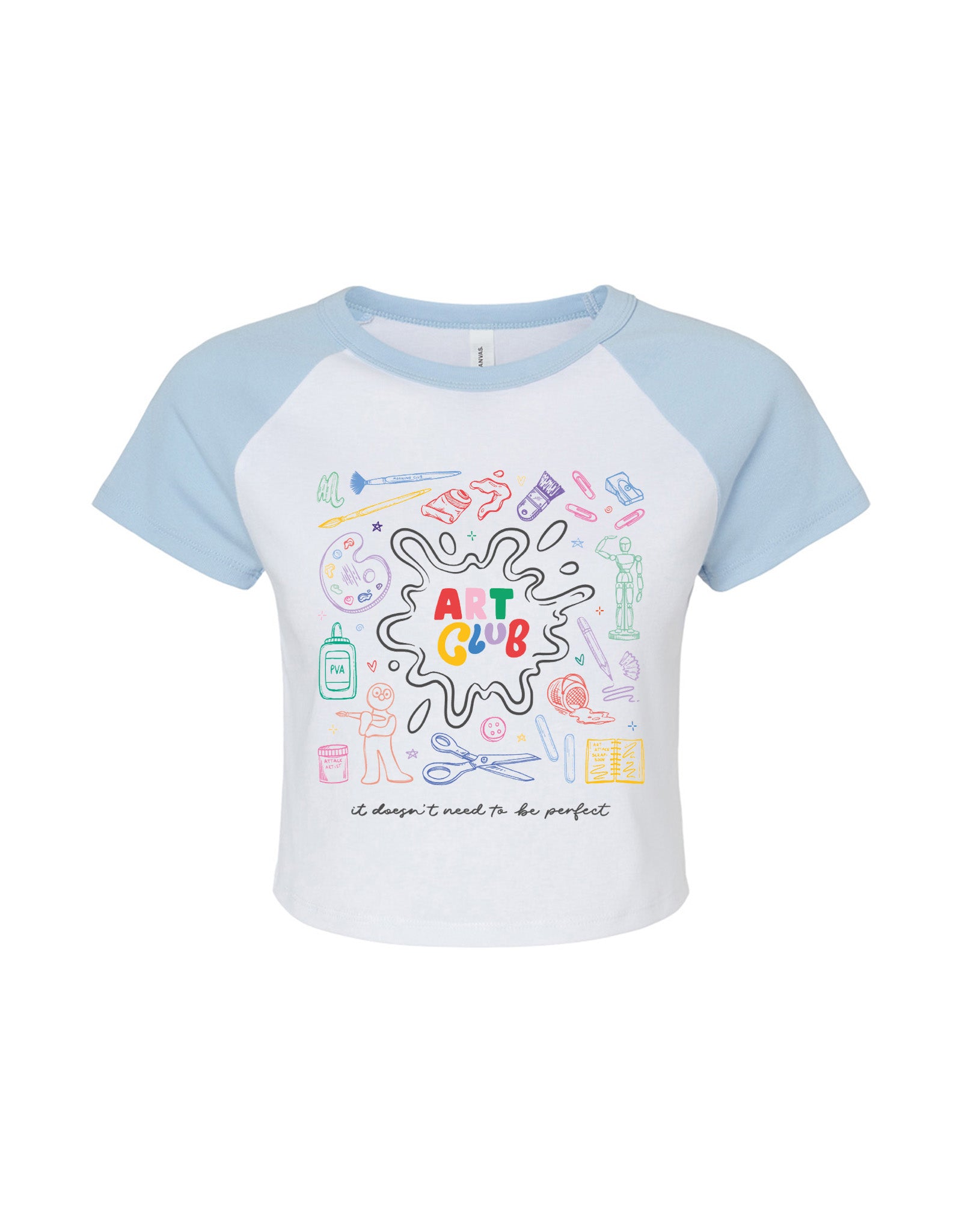 Art Club Printed Micro Rib Raglan Baby Tee