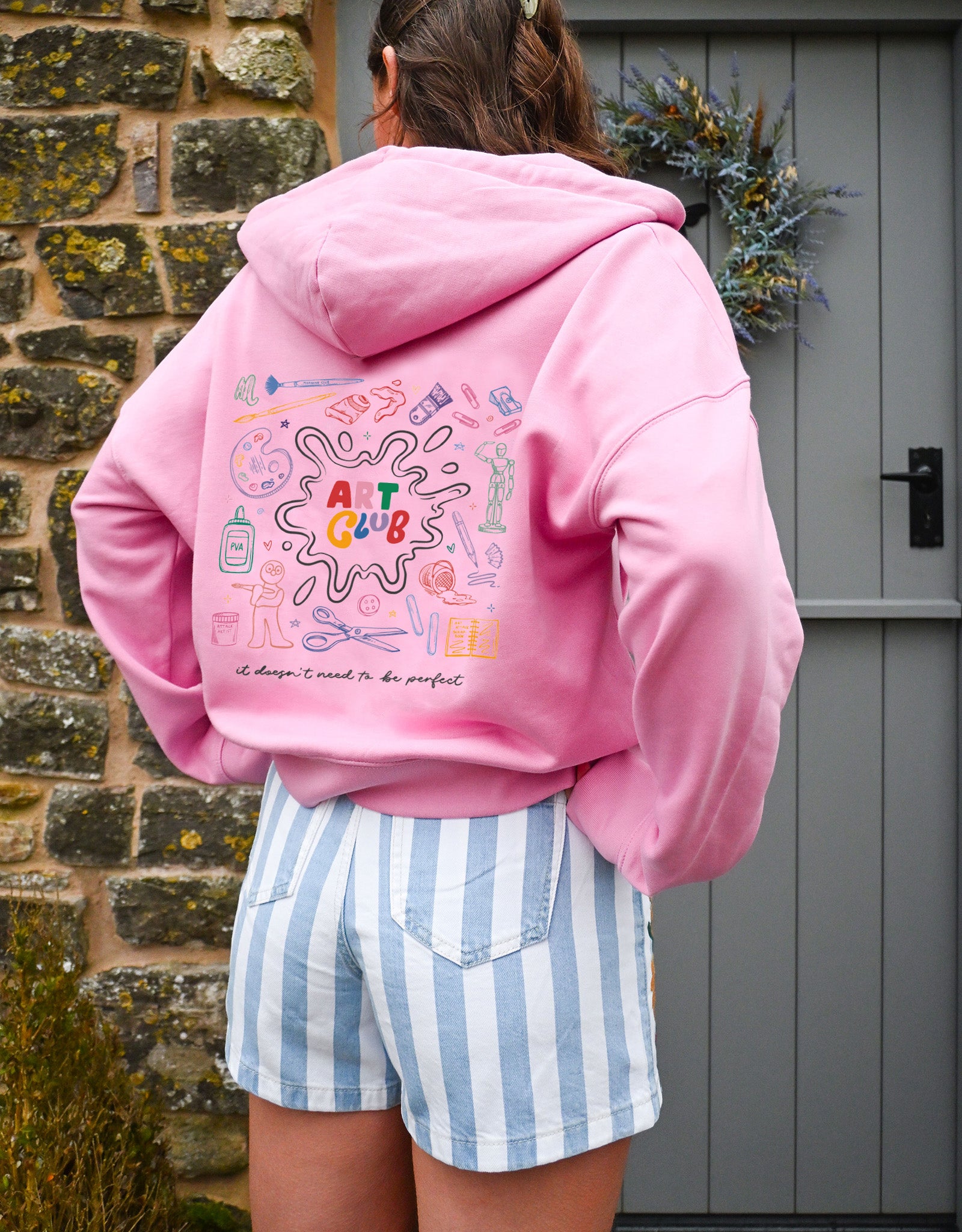 Art Club Printed Boxy Organic Cotton Zip Hoodie