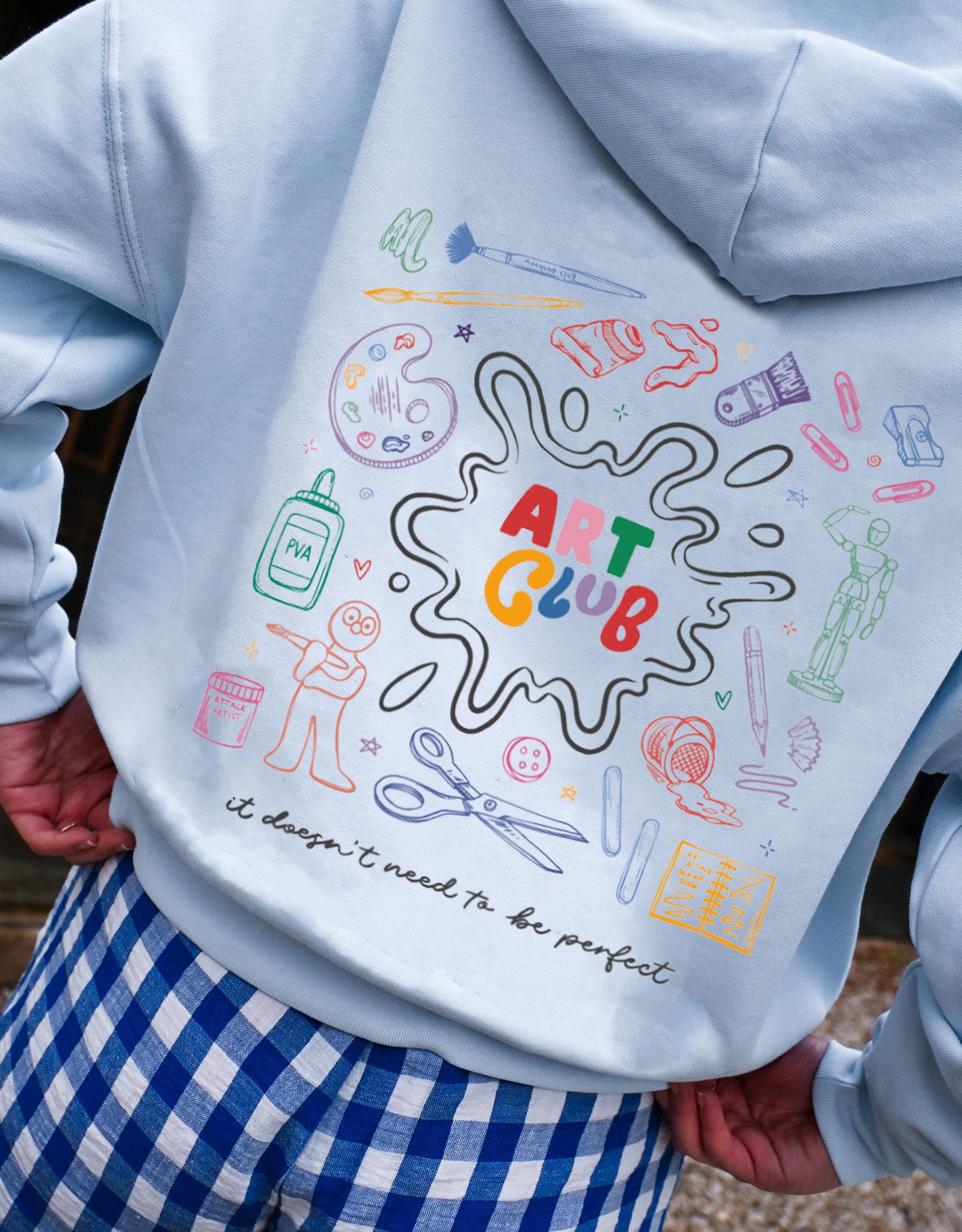 Art Club Printed Boxy Organic Cotton Zip Hoodie