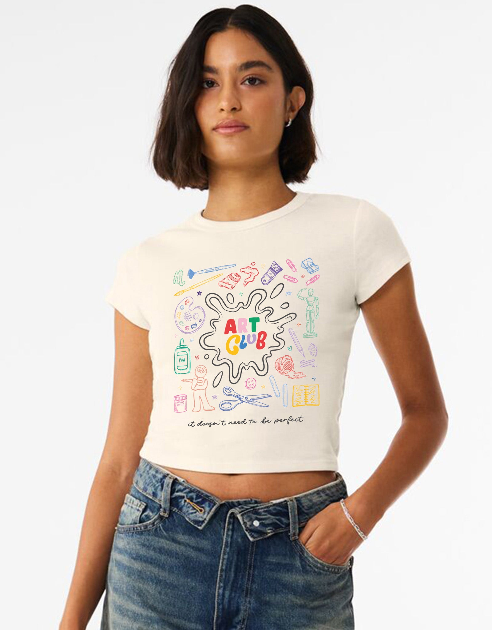 Art Club Printed Micro Rib Baby Tee