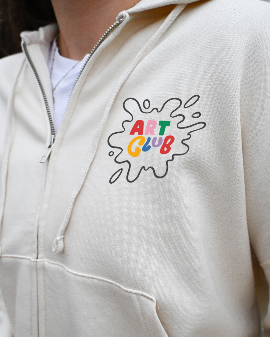 Art Club Printed Boxy Organic Cotton Zip Hoodie