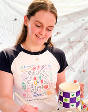 Art Club Printed Micro Rib Raglan Baby Tee