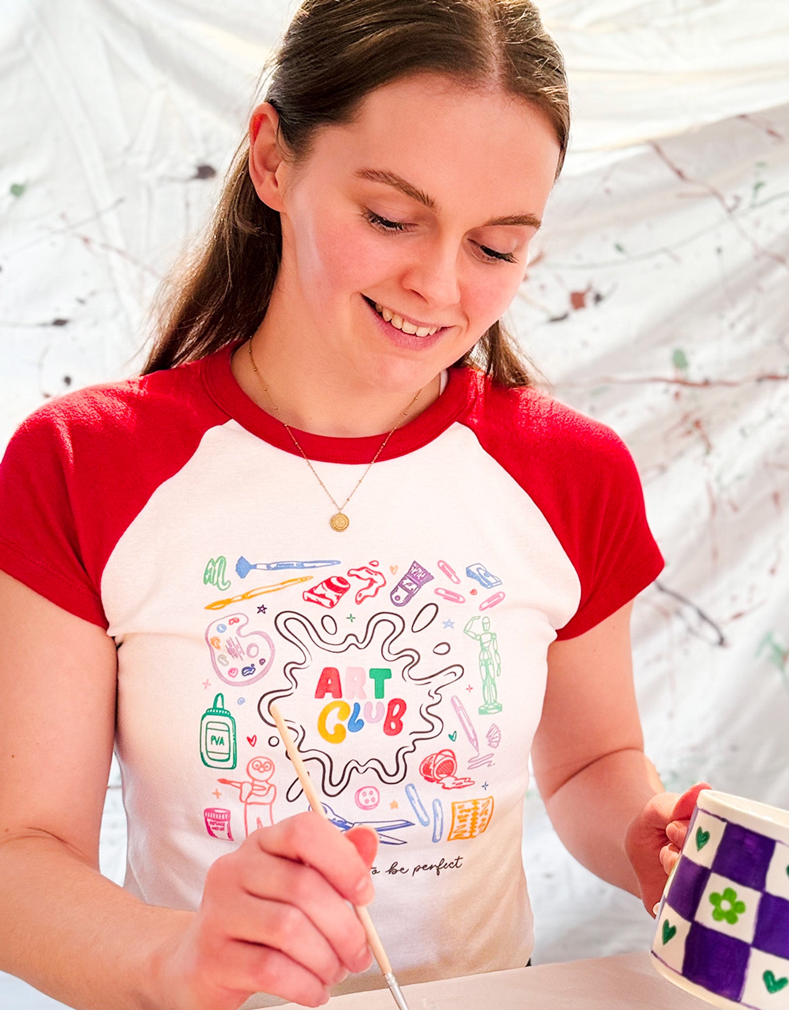 Art Club Printed Micro Rib Raglan Baby Tee