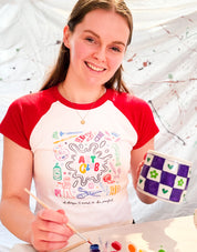 Art Club Printed Micro Rib Raglan Baby Tee