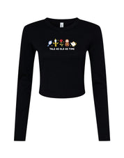 Beauty & Beast Embroidered Micro Rib Long Sleeved Tee