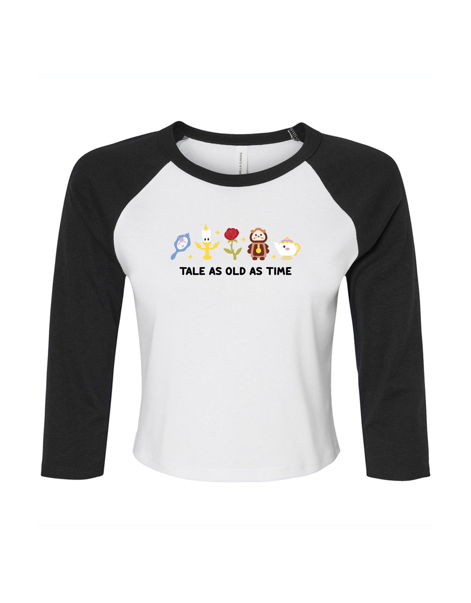 Beauty & Beast Embroidered Micro Rib 3/4 Sleeve Tee