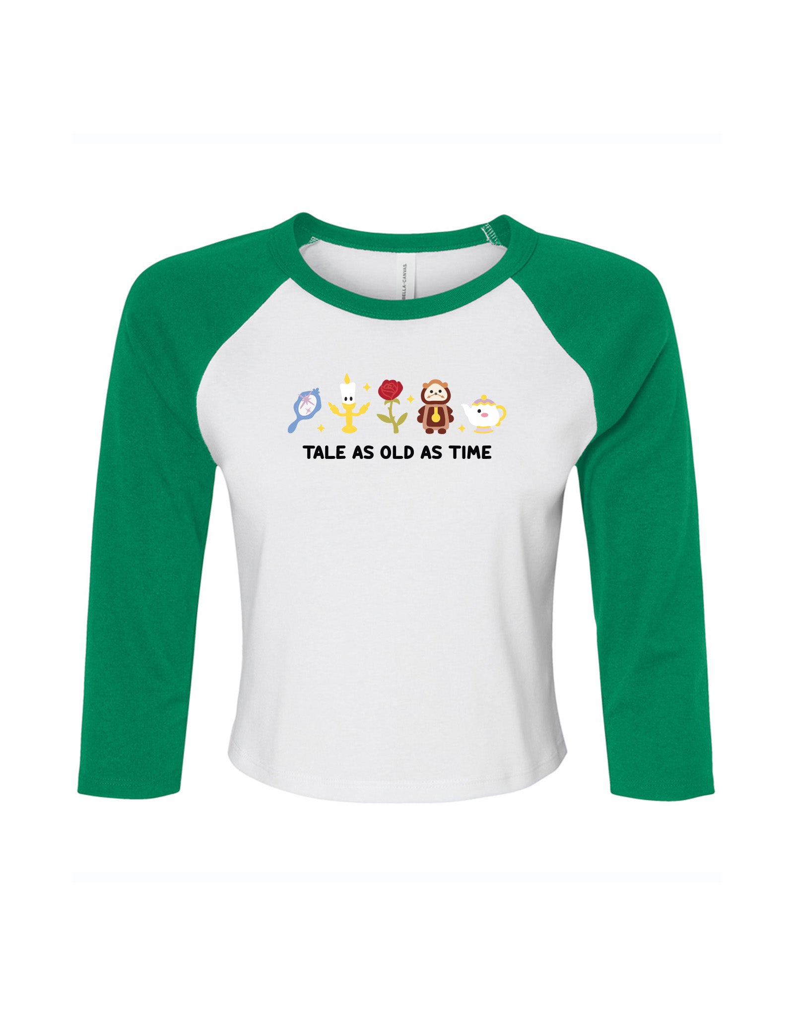 Beauty & Beast Embroidered Micro Rib 3/4 Sleeve Tee