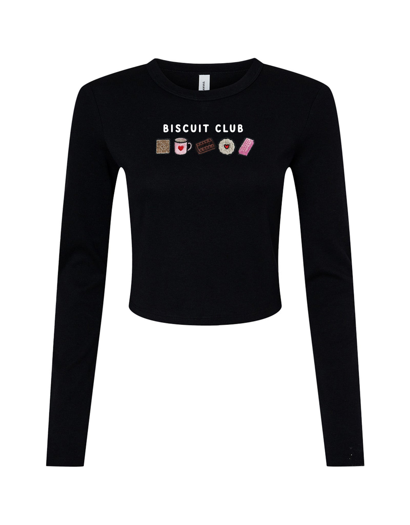 Biscuit Club Embroidered Micro Rib Long Sleeved Tee