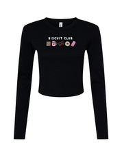 Biscuit Club Embroidered Micro Rib Long Sleeved Tee