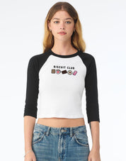 Biscuit Club Embroidered Micro Rib 3/4 Sleeve Tee