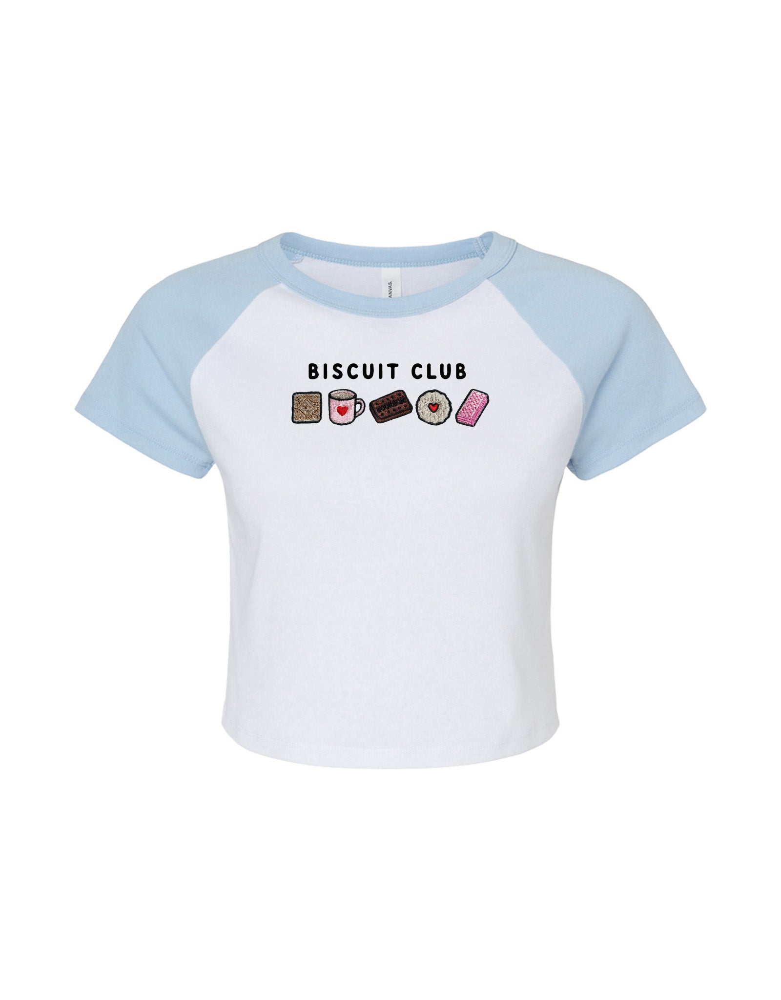 Biscuit Club Embroidered Micro Rib Raglan Baby Tee