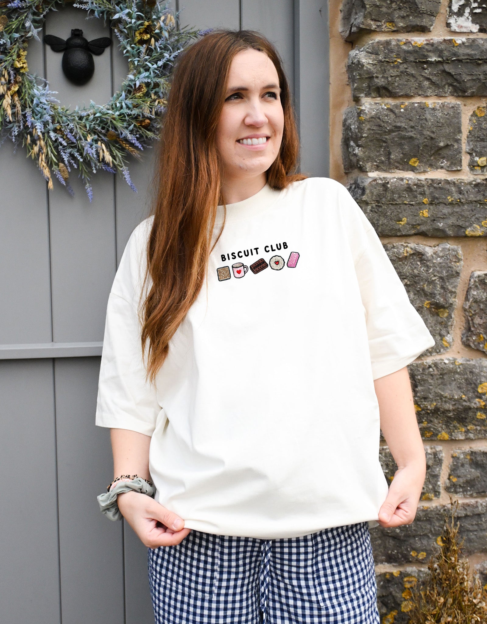 Biscuit Club Embroidered Oversized Organic Cotton Tee
