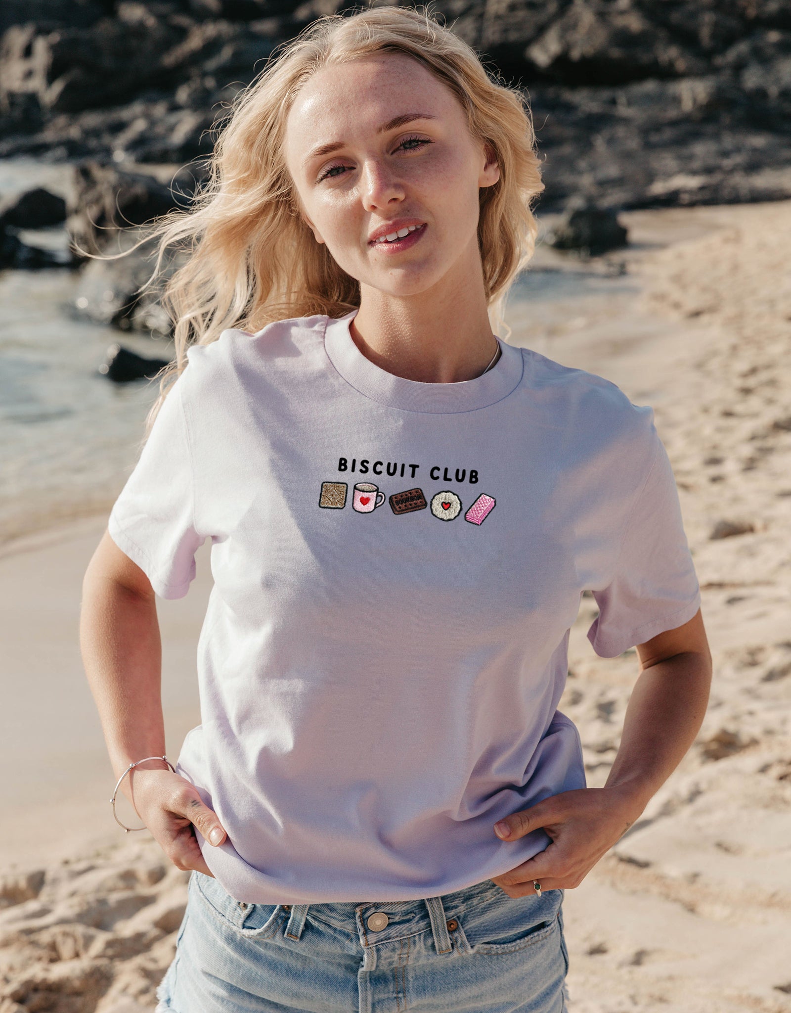 Biscuit Club Embroidered Organic Cotton T-Shirt