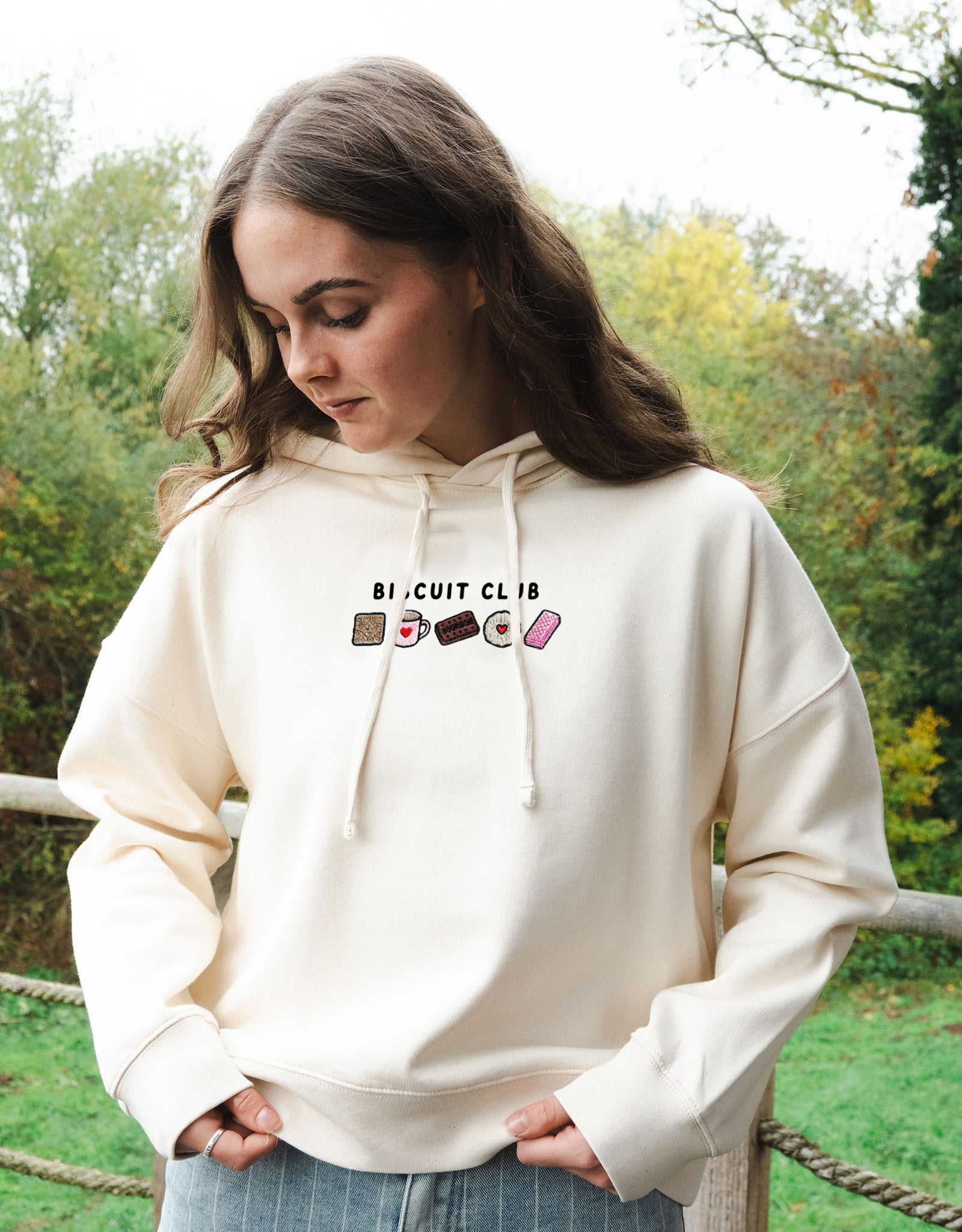 Biscuit Club Embroidered Boxy Organic Cotton Hoodie