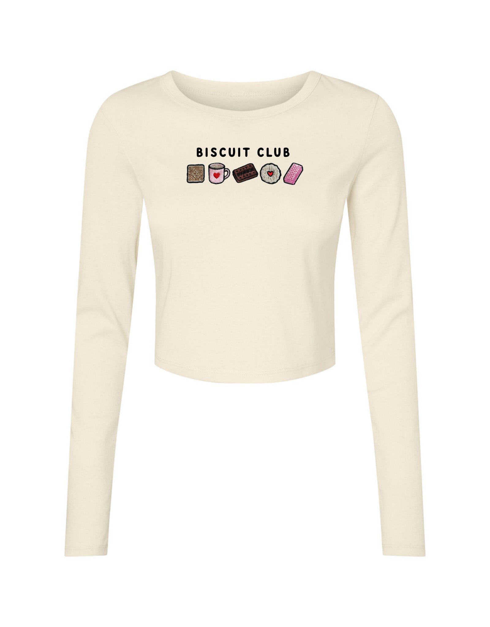 Biscuit Club Embroidered Micro Rib Long Sleeved Tee