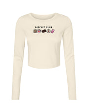 Biscuit Club Embroidered Micro Rib Long Sleeved Tee