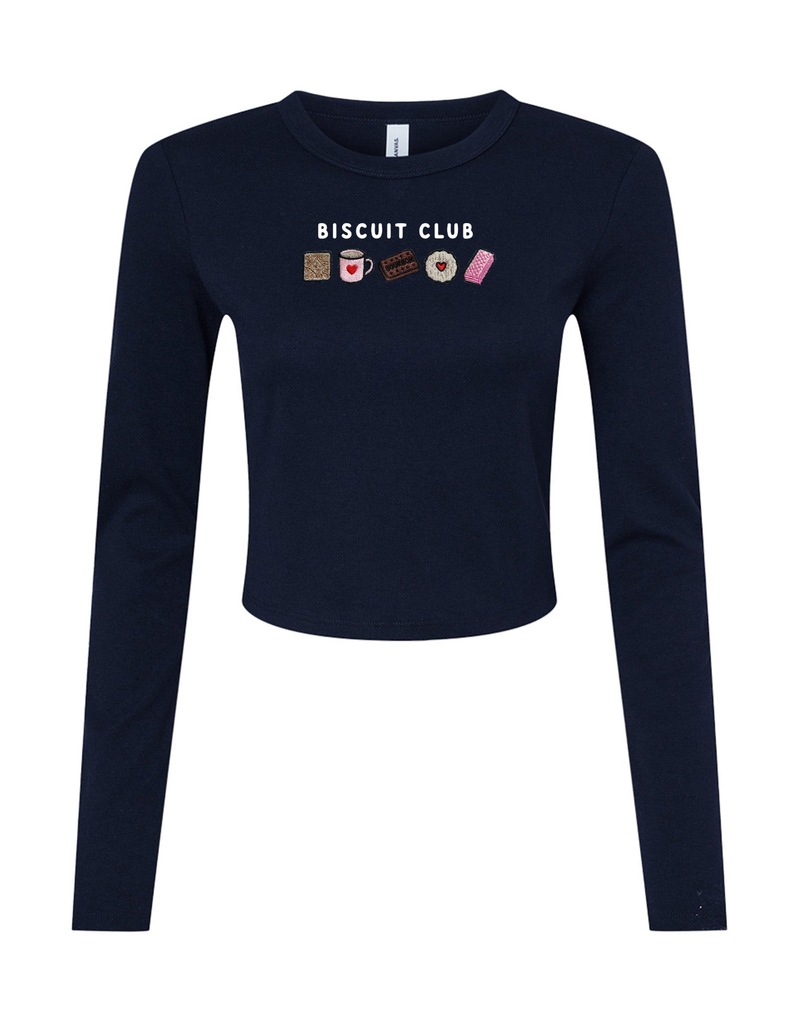 Biscuit Club Embroidered Micro Rib Long Sleeved Tee