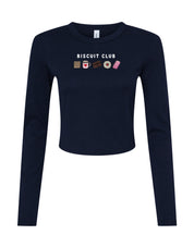 Biscuit Club Embroidered Micro Rib Long Sleeved Tee