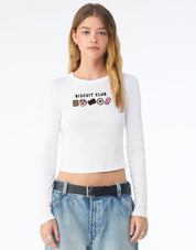 Biscuit Club Embroidered Micro Rib Long Sleeved Tee