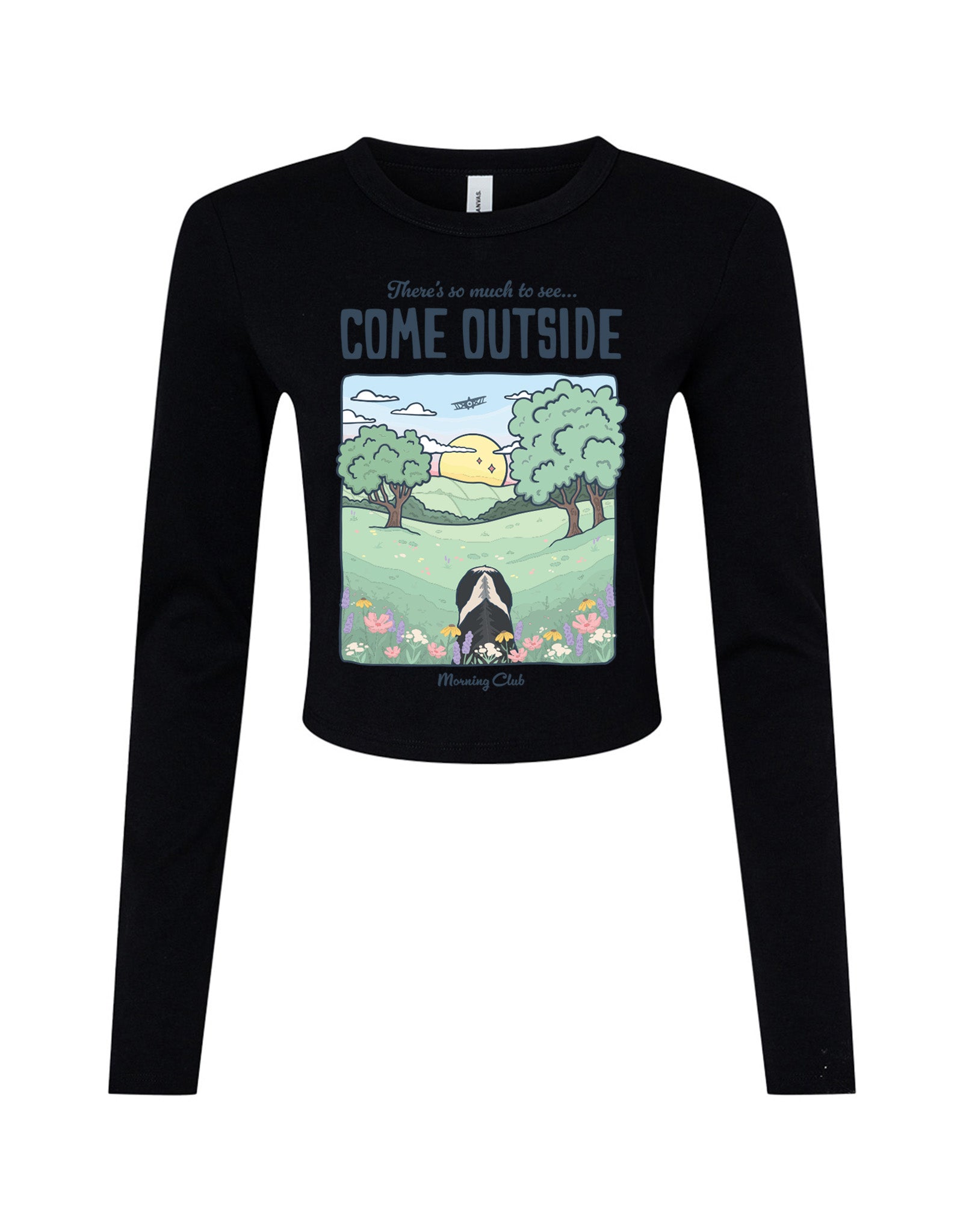 Come Outside Printed Micro Rib Long Sleeved Tee