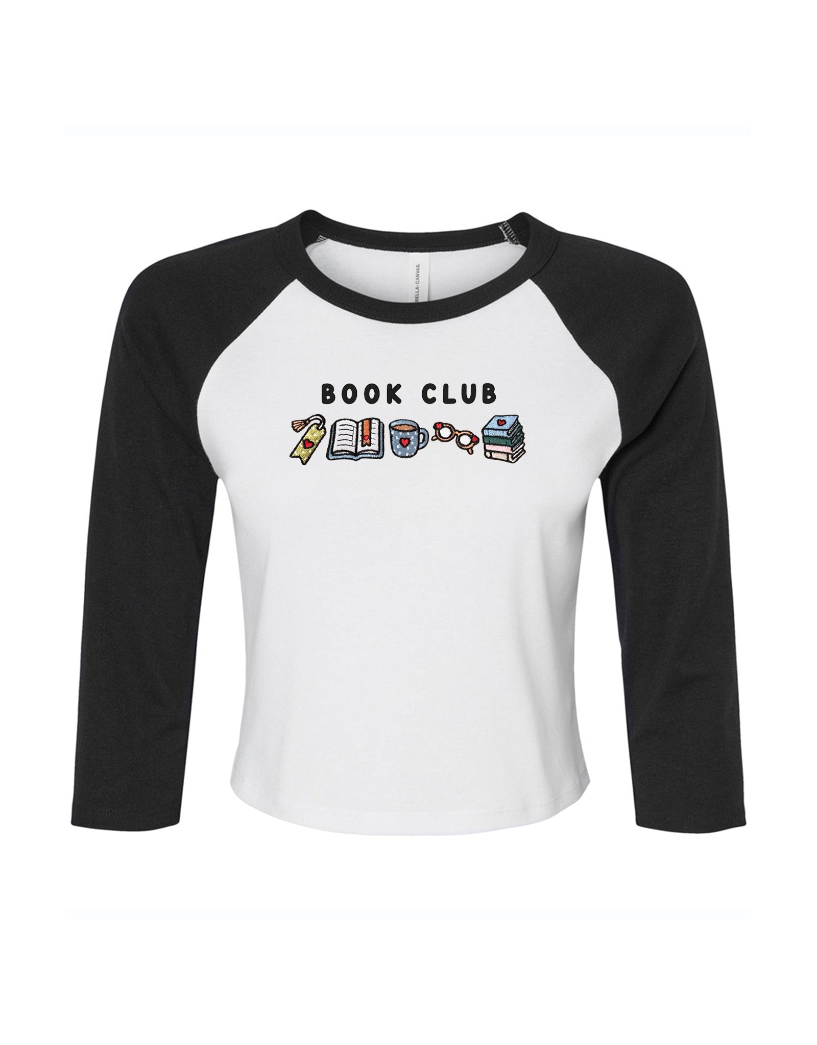 FREE BOOK: Book Club Embroidered Micro Rib 3/4 Sleeve Tee