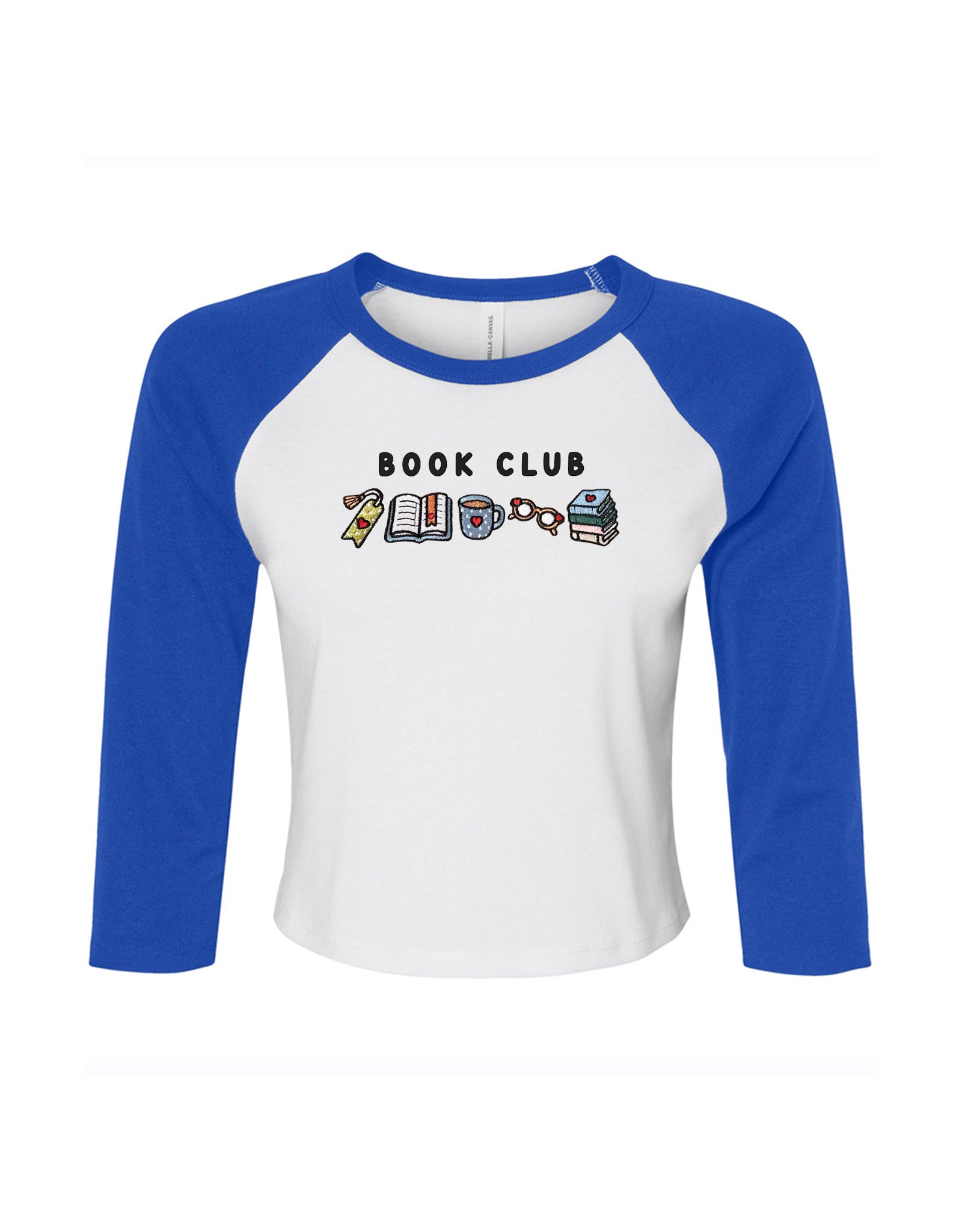 FREE BOOK: Book Club Embroidered Micro Rib 3/4 Sleeve Tee