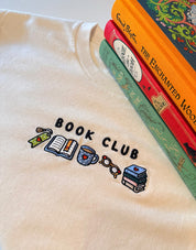 FREE BOOK: Book Club Embroidered Micro Rib 3/4 Sleeve Tee