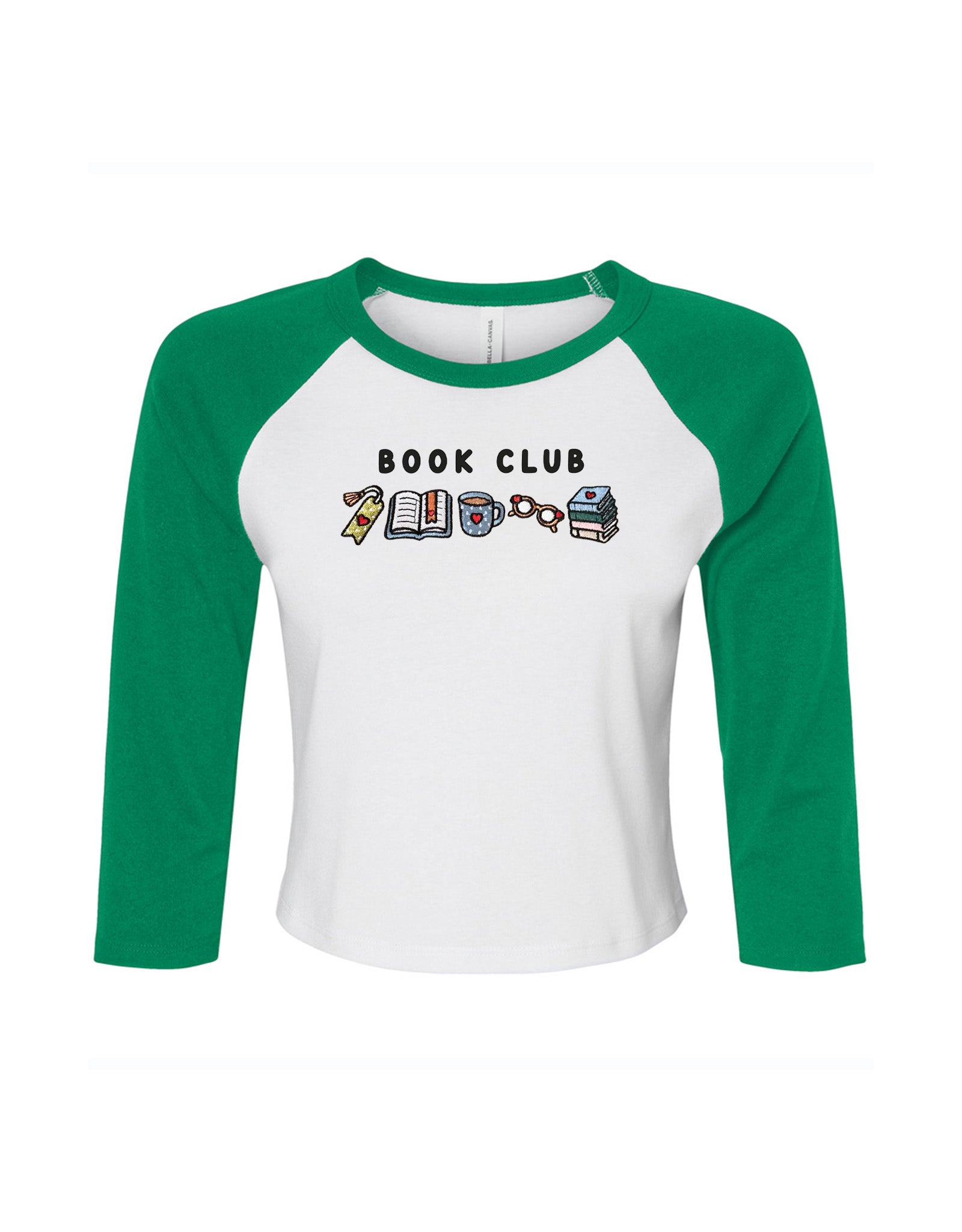 FREE BOOK: Book Club Embroidered Micro Rib 3/4 Sleeve Tee