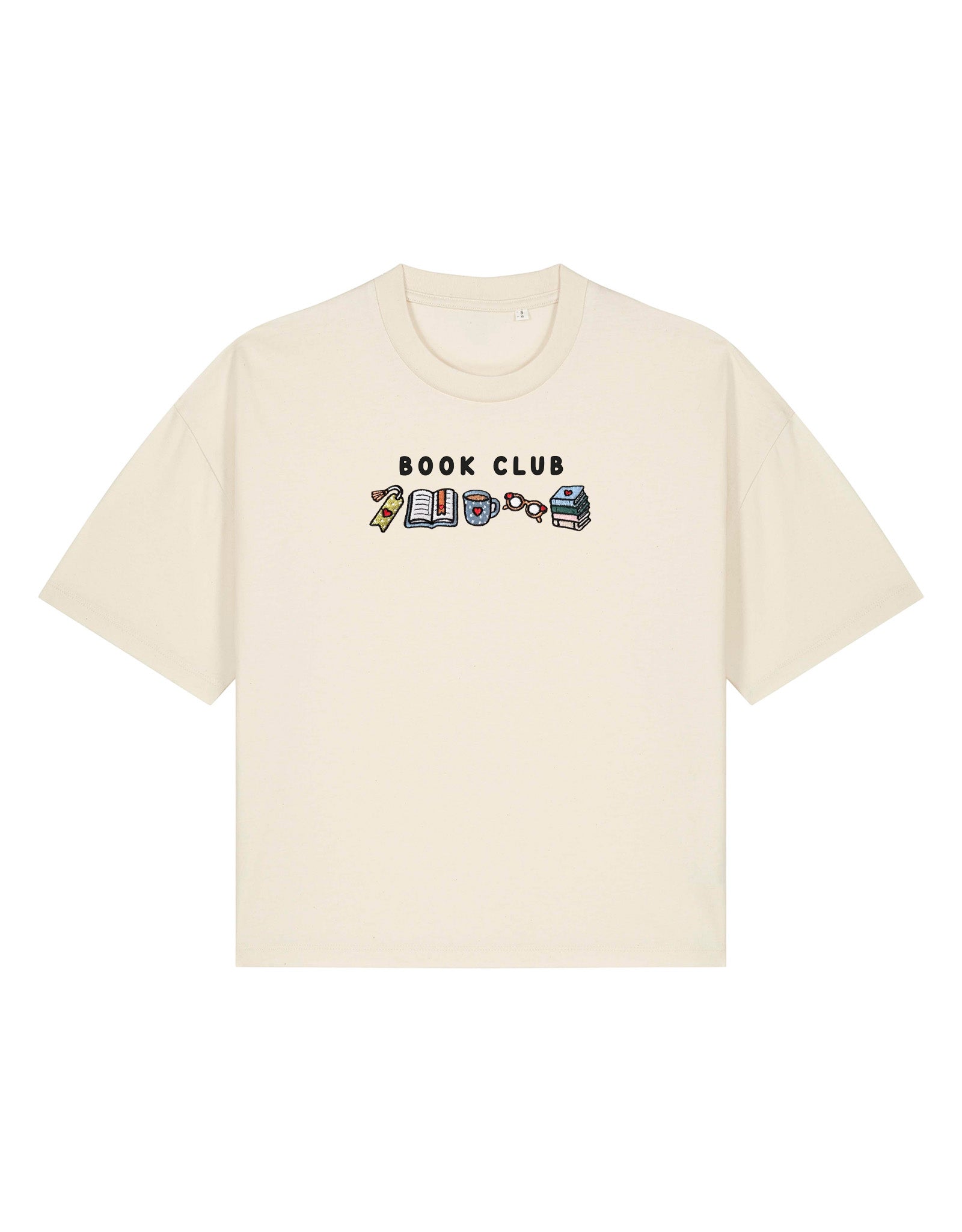 FREE BOOK: Book Club Embroidered Boxy Organic Cotton Tee