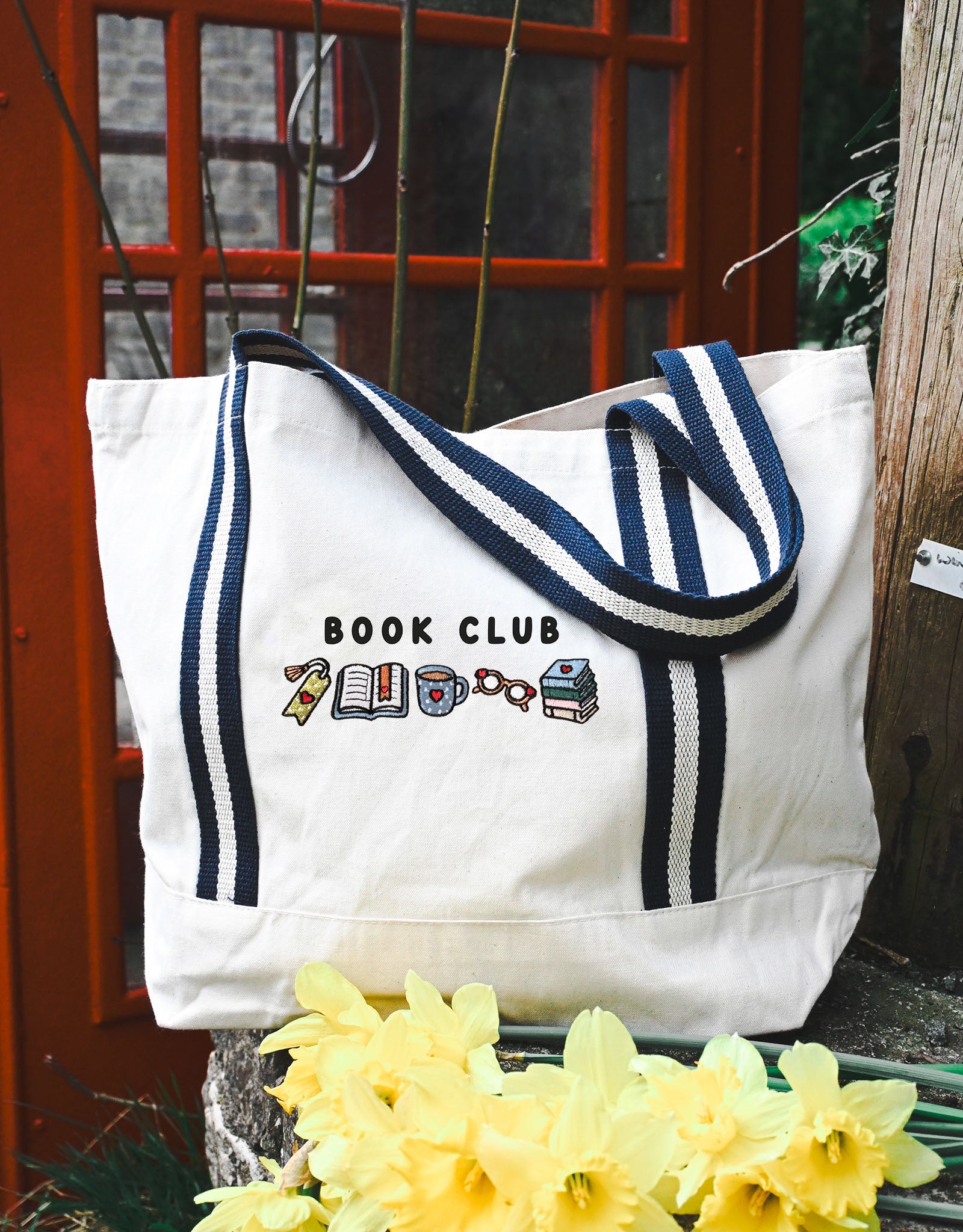 FREE BOOK: Book Club Embroidered Boat Bag