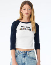 FREE BOOK: Book Club Embroidered Micro Rib 3/4 Sleeve Tee